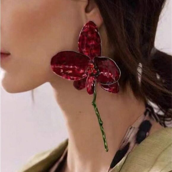 Flower statement earrings #1183 - Picture 2 of 5